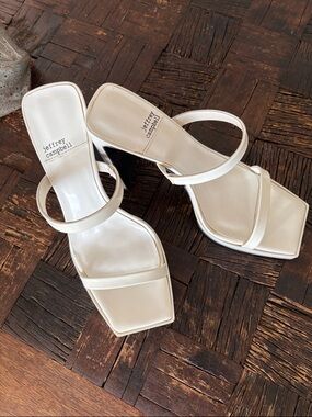 Jeffrey Campbell White Square-Toe Strappy Block Heels. Never worn.